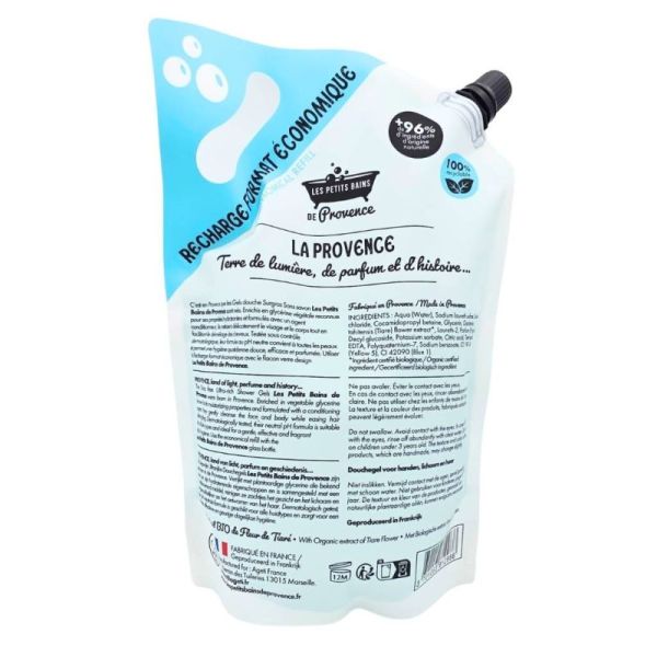 Les Petits Bains de Provence Gel Douche Surgras Sans Savon Monoï Recharge 900 ml - Hygiène et douceur visage corps cheveux