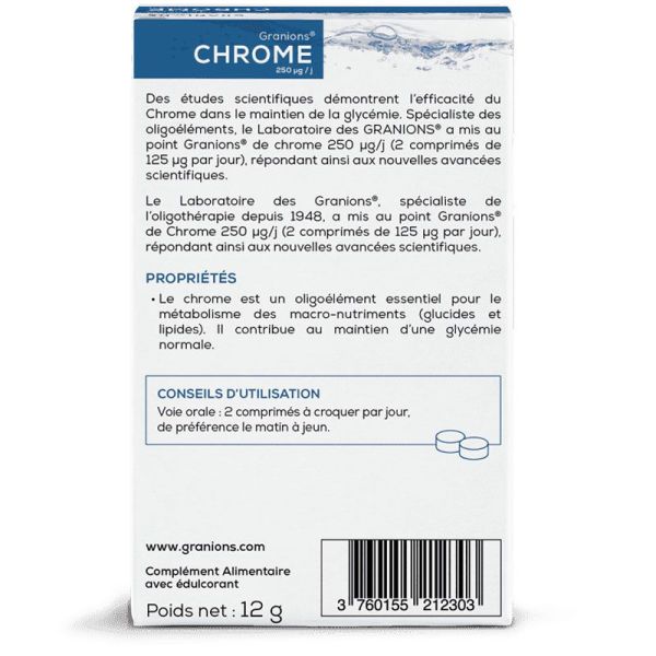 Granions Chrome 60 comprimés - Oligoélément essentiel