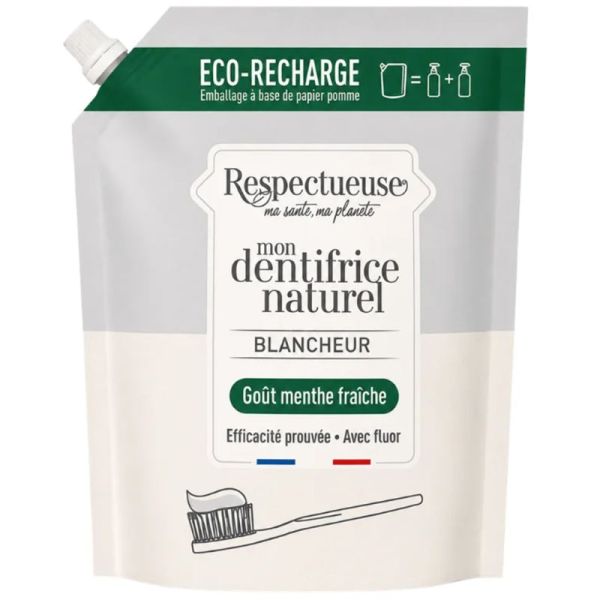 Respectueuse Dentifrice Naturel Blancheur Recharge 150ml – Éclat et protection