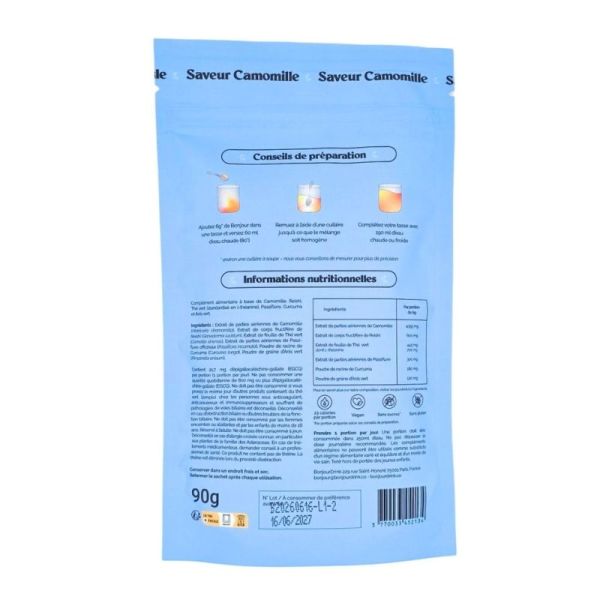 Bonjour Saveur Camomille 15 portions - Complément alimentaire sérénité, sommeil et bien-être