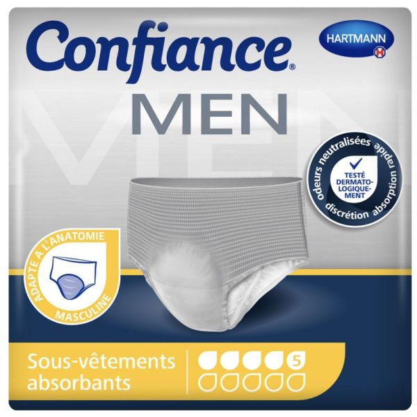 Confiance Men Pants 5 Gouttes Taille L - 7 protections - Slip absorbant masculin discret