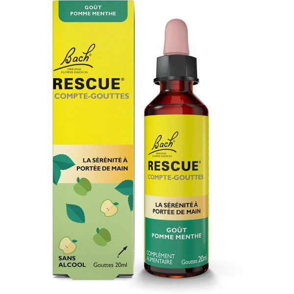 Rescue Bach Compte-Gouttes Goût Pomme Menthe 20ml – Calme et sérénité