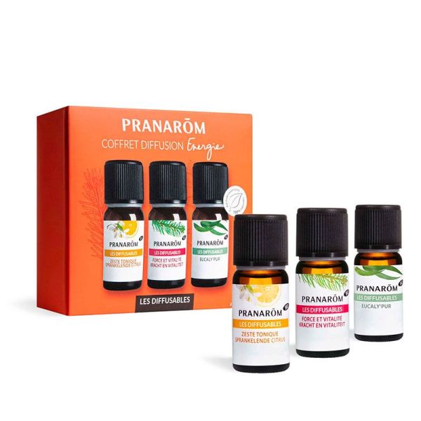 Pranarôm Coffret Diffusion Les Diffusables - Énergie - 100% Naturel et Biologique -  3x10ml