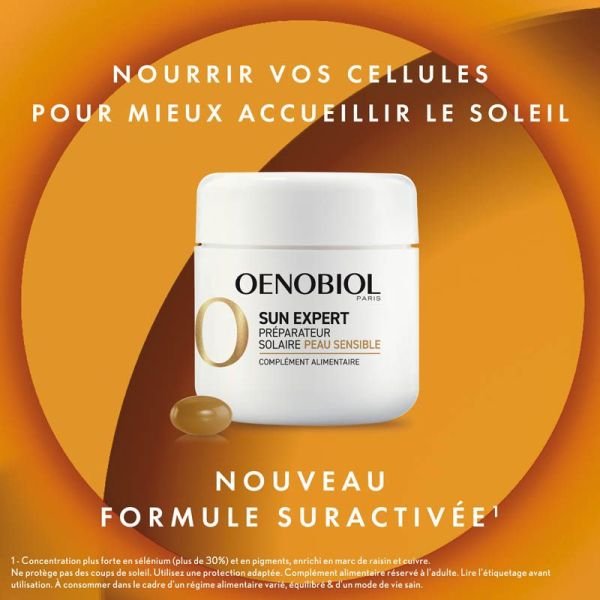 Oenobiol Sun Expert Préparateur Solaire Peau Sensible - 30 Capsules - Préparation solaire adaptée