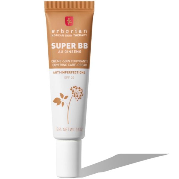 Erborian Super BB au Ginseng 15ml Teinte Caramel – Crème de teint couvrante anti-imperfections SPF20