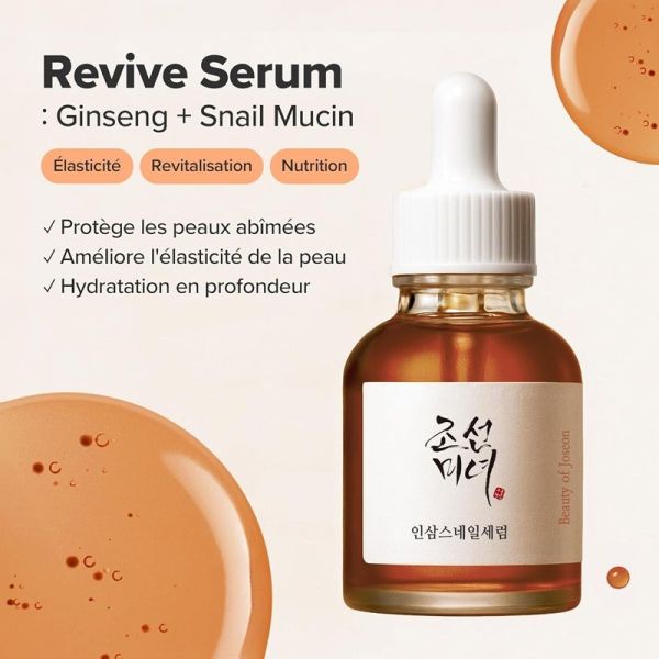 Beauty of Joseon Revive Sérum Régénérant Ginseng + Mucine d'Escargot - 30ml