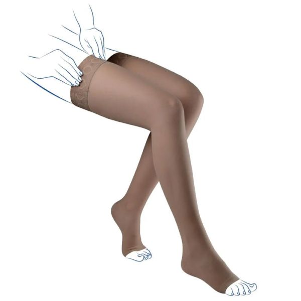 Thuasne Venoflex Incognito Absolu C2 Bas-Cuisses de Contention Pieds Ouverts Long Taille 4 Brun – Effet seconde peau