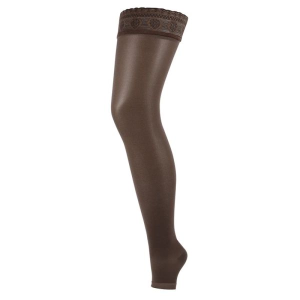 Thuasne Venoflex Incognito Absolu C2 Bas-Cuisses de Contention Pieds Ouverts Long Taille 4 Brun – Effet seconde peau