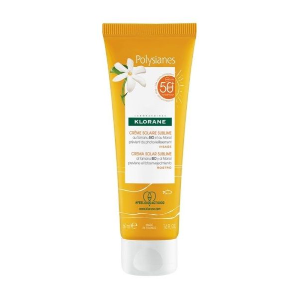 Klorane Crème solaire sublime visage monoï et tamanu bio SPF50+ - 50ml