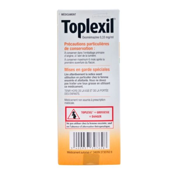 Toplexil Sans Sucre Sirop 150ml - Oxomémazine - Antitussif - Toux sèche