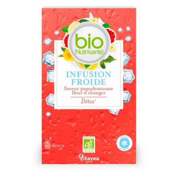 Vitavea BioNutrisanté Infusion Froide - Saveur Pamplemousse Fleur d'Oranger - Détox - 20 sachets