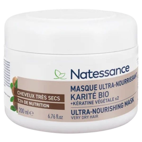 Natessance Masque Ultra-nourrissant Karité Bio 200 ml - Nourrit, fortifie et sublime les cheveux secs