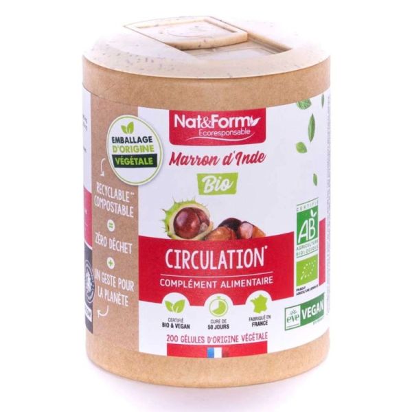 Nat&Form Écoresponsable Marron d'Inde Bio Circulation Veineuse - 200 Gélules