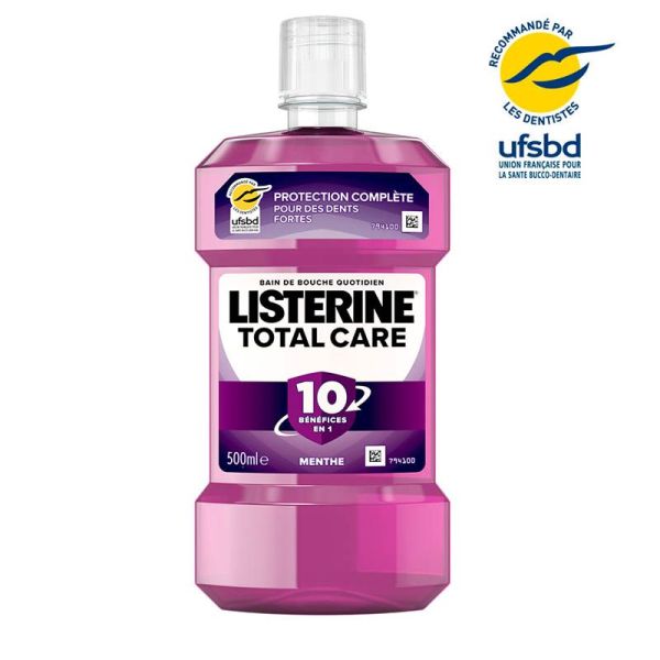 Listerine Bain de Bouche Total Care - 500ml - Menthe Classique - Protection Complète