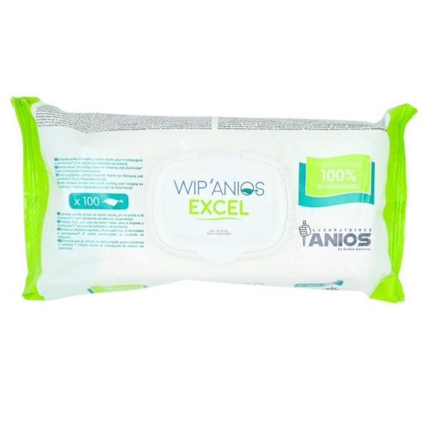 Anios Wip'Anios Excel 100 Lingettes – Nettoyage et désinfection médicale