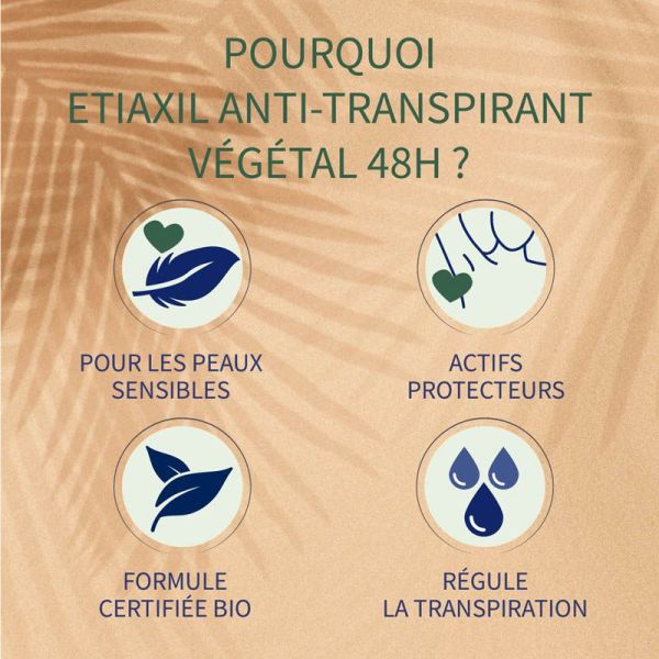 Etiaxil Anti-Transpirant Végétal 48h BIO Roll-On - Lot de 2 x 50ml
