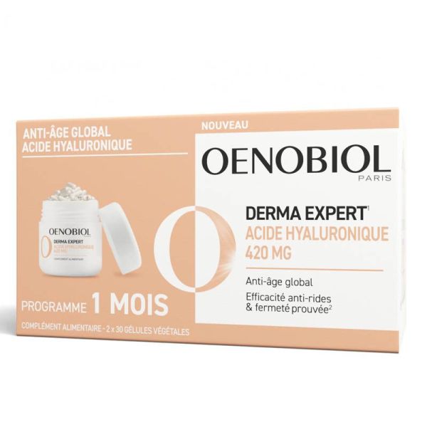 Oenobiol Derma Expert Acide Hyaluronique 420mg - 60 gélules - Action Anti-Âge Contre les Rides