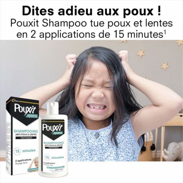 Pouxit Shampoo Shampooing Anti-Poux Et Lentes Flacon 200ml - Traitement 15 Minutes, doux, sans insecticide