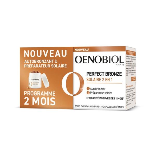 Oenobiol Perfect Bronze Solaire 2 en 1 - 2 x 30 Capsules - Autobronzant et préparateur solaire