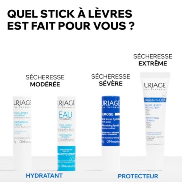 Uriage Xémose Stick Lèvres Hydratant - 4 g - Soin Apaisant et Réparateur Quotidien