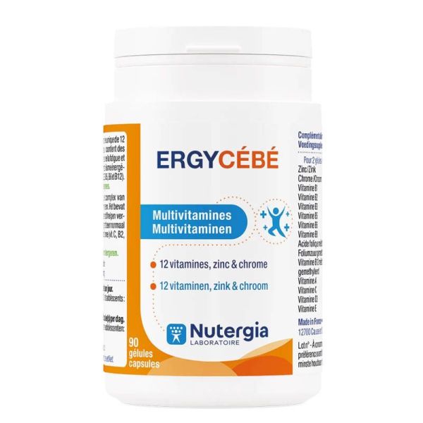 Nutergia Ergycébé - Multivitamines - Lutte contre la Fatigue et le Surmenage - 90 gélules