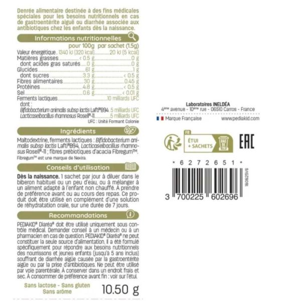 Pediakid Diaréa Boîte de 7 sachets – Réduction des diarrhées et gastro-entérites