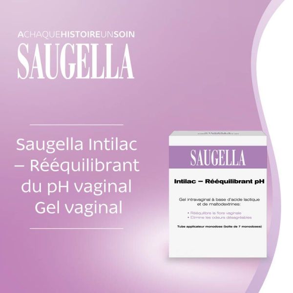 Saugella Intilac Rééquilibrant pH - Gel Intravaginal - Rééquilibre la Flore Vaginale - 7 Monodoses de 5 ml