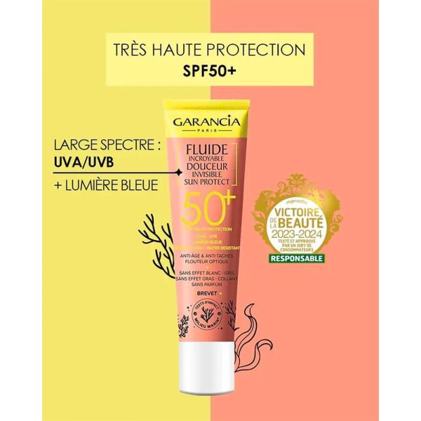 Garancia Sun Protect Fluide Incroyable Douceur Invisible SPF50+ - 40ml - Soin solaire anti-âge effet peau nue