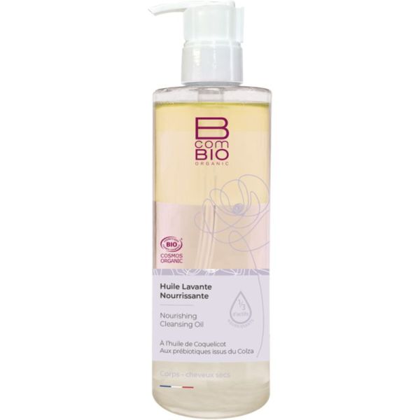 BcomBIO Huile Lavante Nourrissante Bio - 400 ml - Nettoie en douceur et nourrit intensément