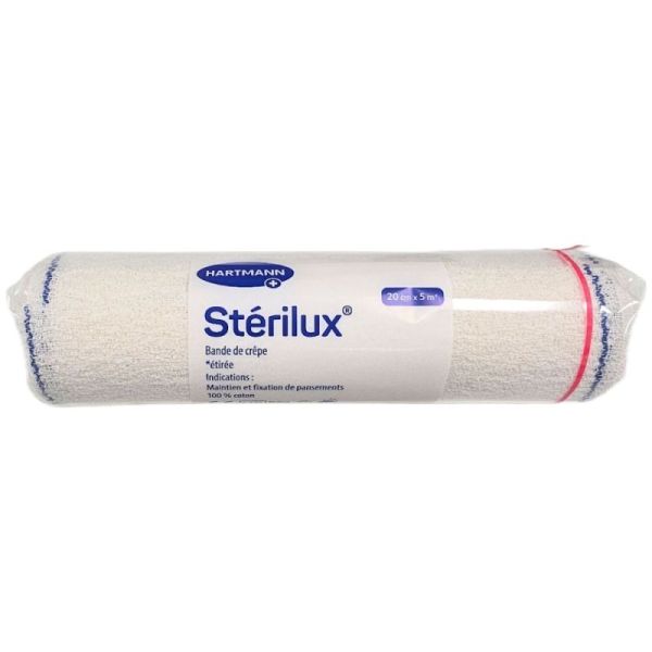 Hartmann Sterilux Bande De Crêpe - Comprime les Plaies - Lavable et Réutilisable - 20cm x 5m