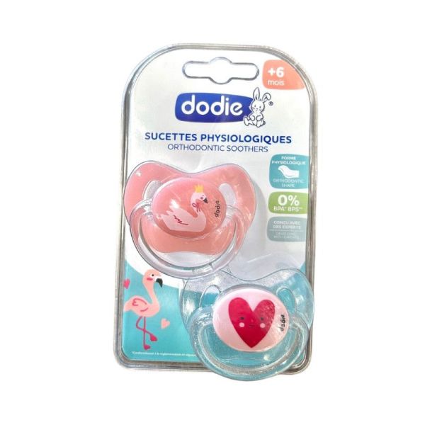 Dodie Lot de 2 Sucettes Physiologiques Silicone 6 Mois et +