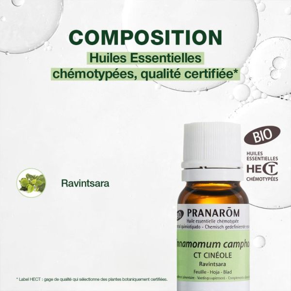 Pranarôm Huile Essentielle Ravintsara Bio 10ml – Immunité et tonus