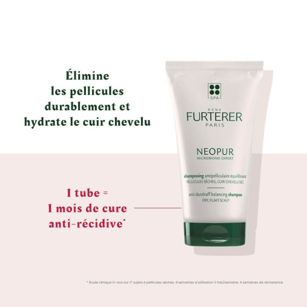 René Furterer Neopur Shampoing Antipelliculaire Pellicules Sèches - 150 ml - Équilibre du Microbiome