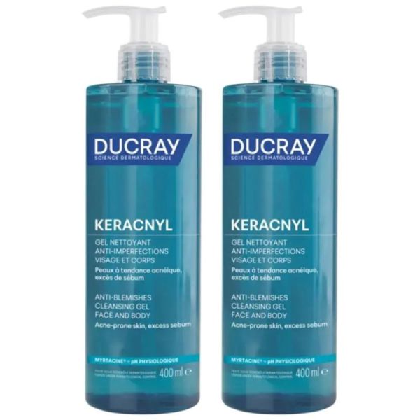 Ducray Keracnyl Gel Nettoyant Anti-Imperfections 2 x 400ml – Nettoyage et purification
