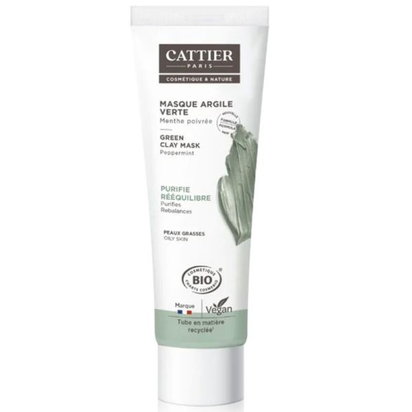 Cattier Masque Argile Verte Bio 100ml – Purifiant et matifiant