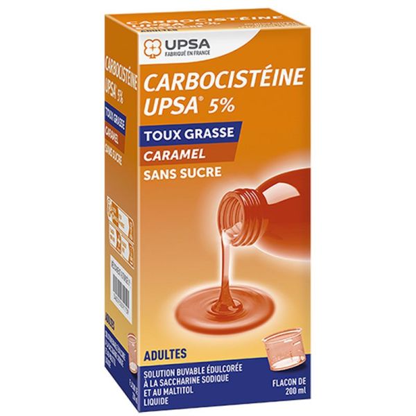 UPSA Carbocistéine 5% sans sucre 200ml