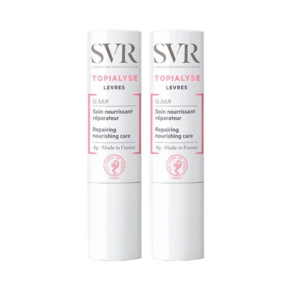 SVR Topialyse Soin Lèvres Nourrissant Réparateur - Nourrit et Répare Les Lèvres - Lot de 2 x 4g