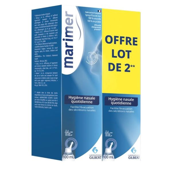 Gilbert Marimer Spray Hygiène Nasale Quotidienne - 2 x 100ml