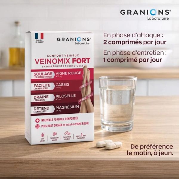 Granions Veinomix - Confort et Légèreté des Jambes - 30 comprimés