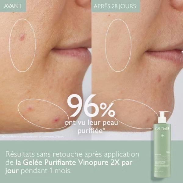 Caudalie Vinopure Gelée Nettoyante Purifiante Bio Peaux Mixtes à Grasses - 385ml