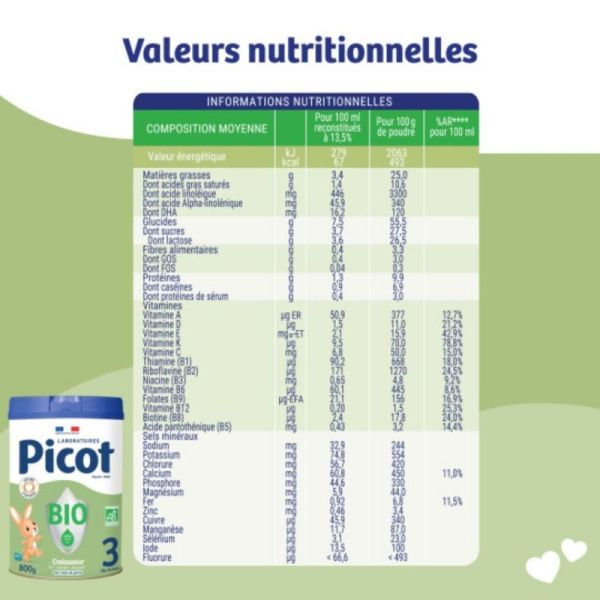 Picot Bio 3ème âge (dès 10 mois) 800 g lait en poudre - Soutient le système immunitaire