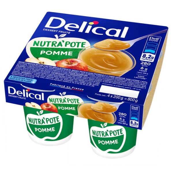 Delical Nutrapote Dessert aux Fruits Pomme 4x200g – Dénutrition et troubles de la déglutition