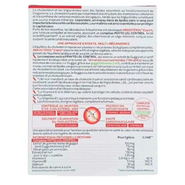 Arkopharma Arkostérol Expert 30 gélules - Complément alimentaire contrôle du cholestérol