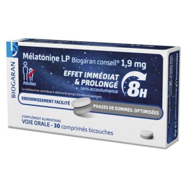 Biogaran Mélatonine LP 1,9mg - 30 comprimés - Endormissement facilité et sommeil prolongé