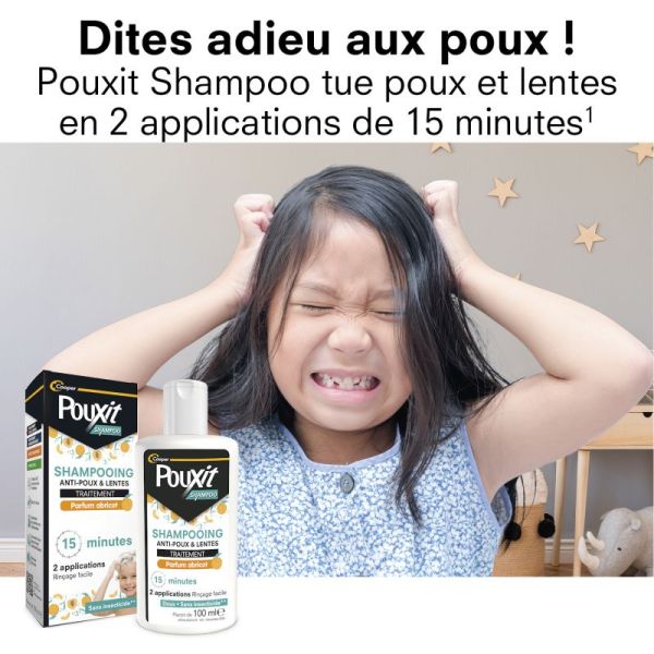 Pouxit Shampooing Traitement Anti-Poux & Lentes - 100ml - Parfum Abricot - Élimine poux et lentes