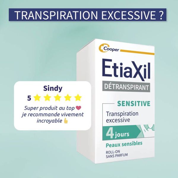 Etiaxil Détranspirant Peaux Sensibles Roll-On 15ml - Transpiration excessive des aisselles