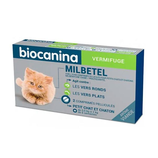 Biocanina Milbetel Vermifuge Petits Chats de 0,5 à 2 kg - 2 comprimés