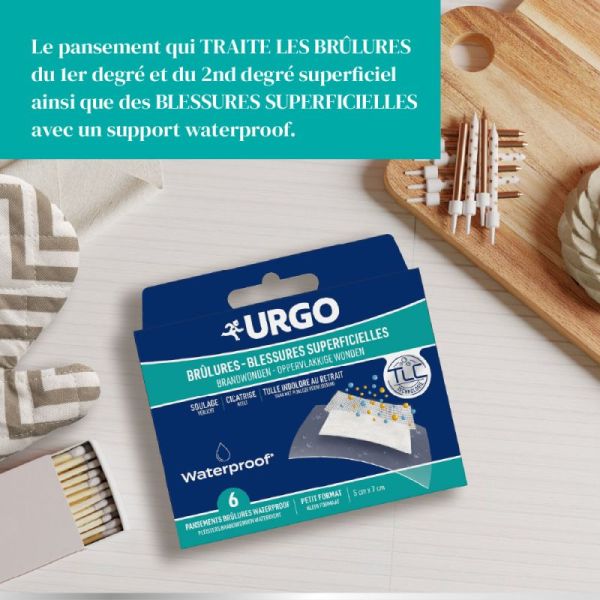 URGO Pansements Brûlures & Blessures Superficielles - 5 × 7 cm - 6 unités