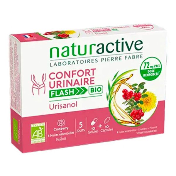 Naturactive Urisanol Flash Bio - Confort Urinaire - 10 Gélules + 10 Capsules