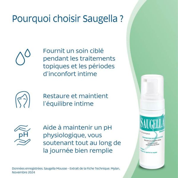 Saugella Antiseptique Mousse 150 ml - Soin Intime, Protection Douce, Sensation de Fraîcheur